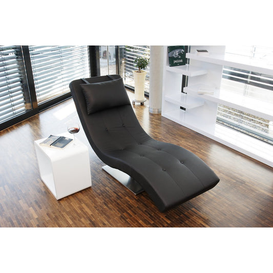 Relax ligbed zwart kunstleer look - ergonomisch met nekkussen