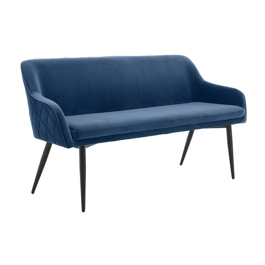 Bank 160 cm fluweel blauw met diamantstiksel