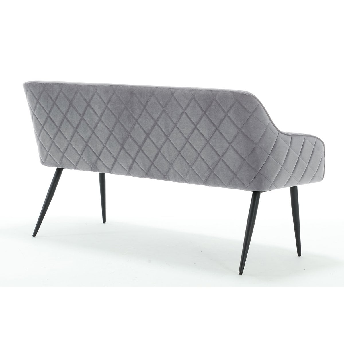 Bank 160 cm fluweel grijs – luxe eetkamerbank met armleuningen