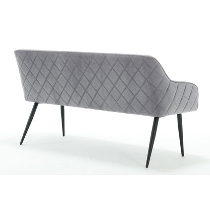 Bank 160 cm fluweel grijs – luxe eetkamerbank met armleuningen