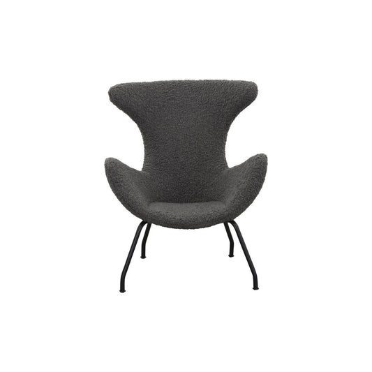 Relax fauteuil teddybont grijs – Scandinavische relaxstoel met 4-voets metalen frame