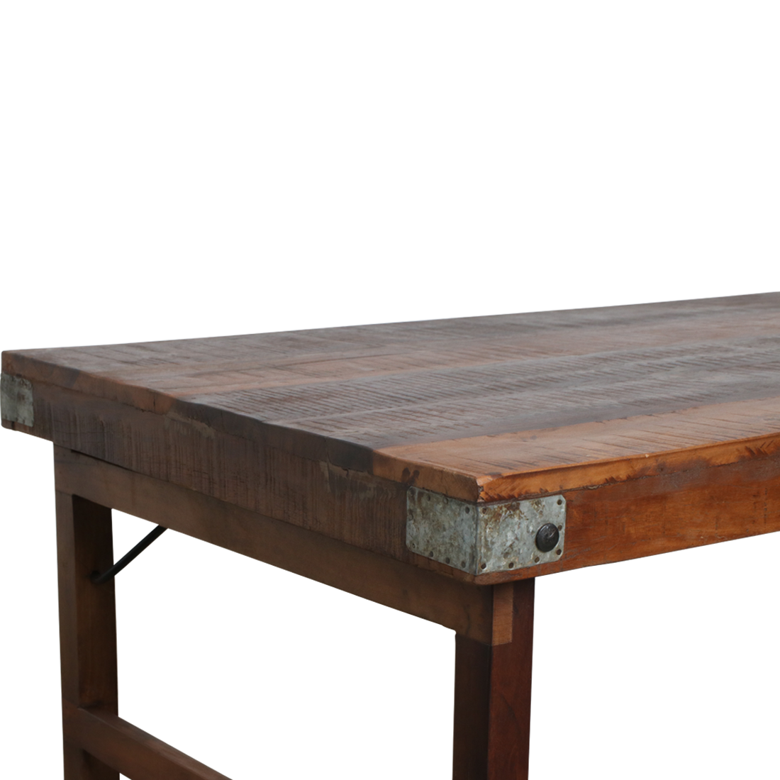 Salontafel inklapbaar van FSC-gerecycled hout — schuine hoek — MEUBELIER