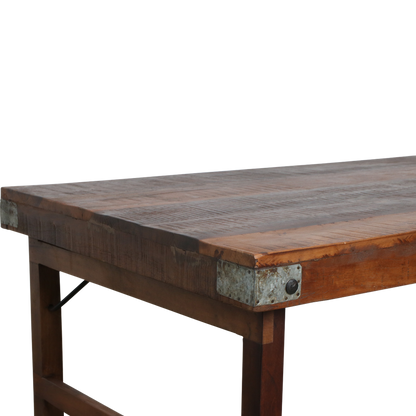 Salontafel inklapbaar van FSC-gerecycled hout — schuine hoek — MEUBELIER
