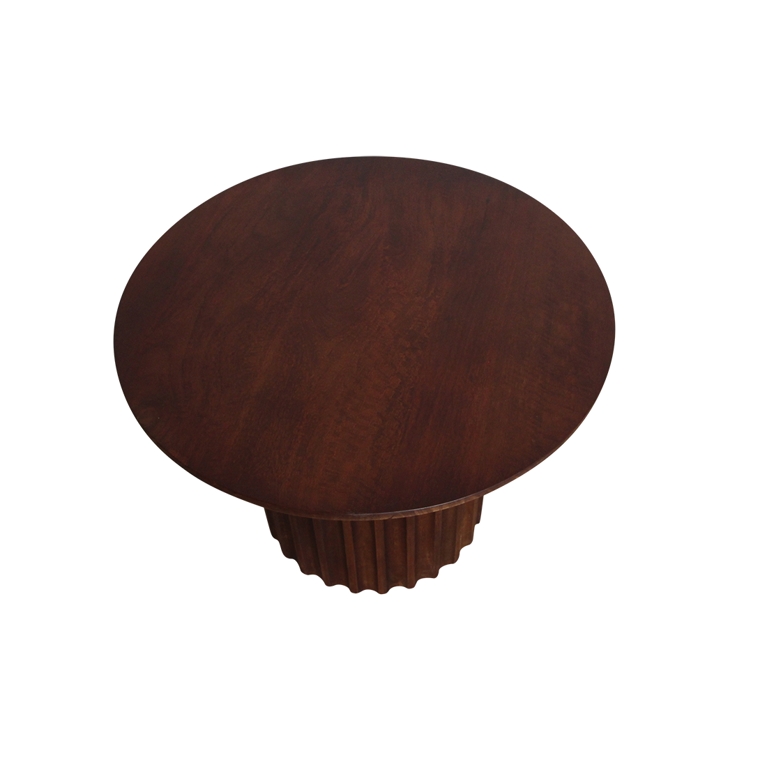 Bullnose bijzettafel bruin 55 cm – mangohout met karakter — schuine hoek — MEUBELIER