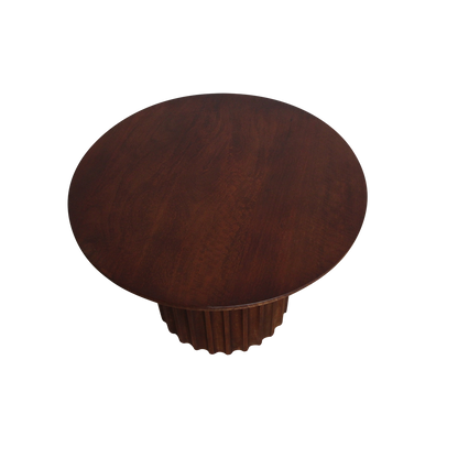 Bullnose bijzettafel bruin 55 cm – mangohout met karakter — schuine hoek — MEUBELIER