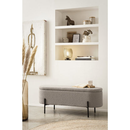 Bedbank met opbergfunctie in taupe bouclé