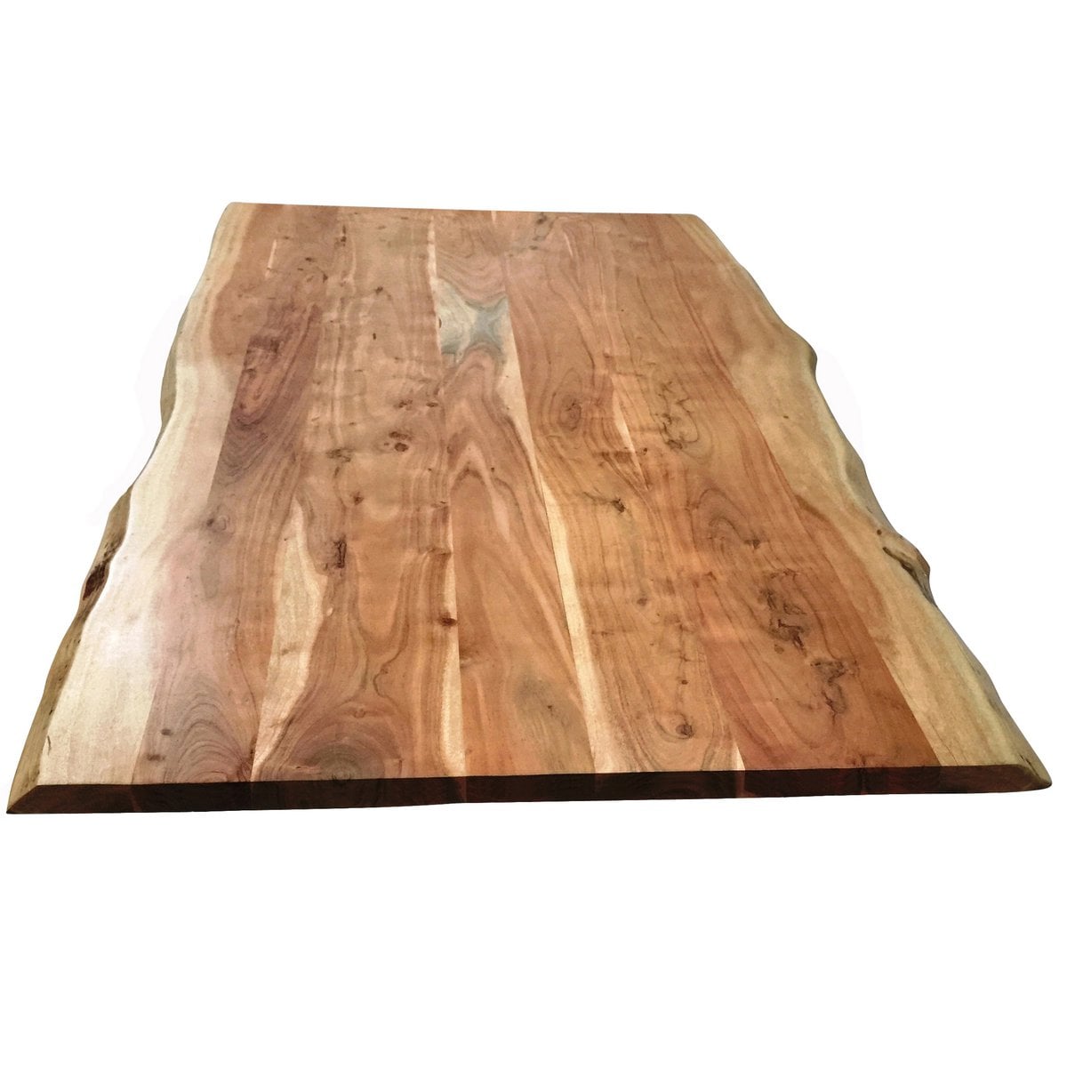 Acaciahouten eettafel 160x85 cm met natuurlijke boomrand – antiek zwart frame