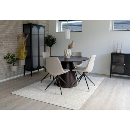 House Nordic Monaco Eetkamerstoel - Zand, Zwart Draaivoet (set van 2)