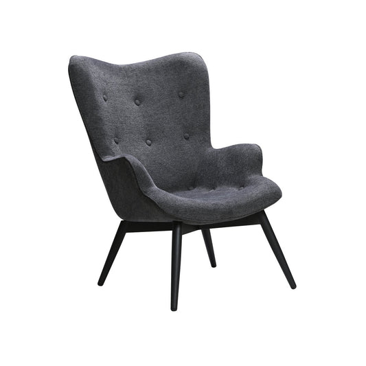 Fauteuil donkergrijze structuurstof – Scandinavisch design met armleuningen