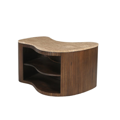 Tv-meubel van massief mangohout met gebogen design – ook als salontafel