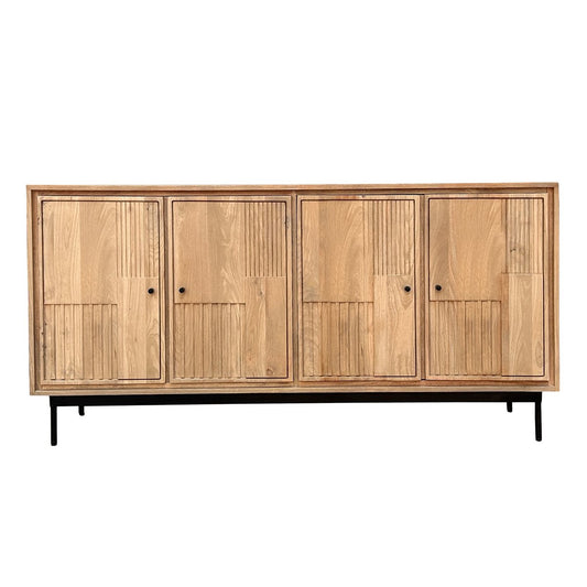Dressoir met 4 deuren – mangohout & zwart metaal – 160x40x80 cm
