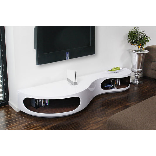 Lowboard 200x50x30 cm wit/walnoot – handgemaakt design