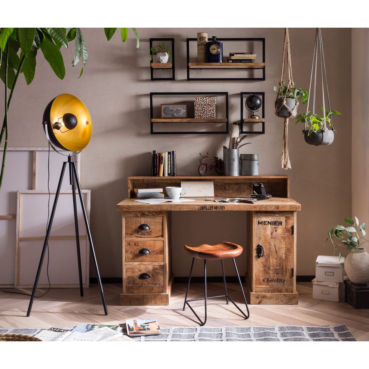 Acaciahouten kruk met metalen frame – SIT Möbel