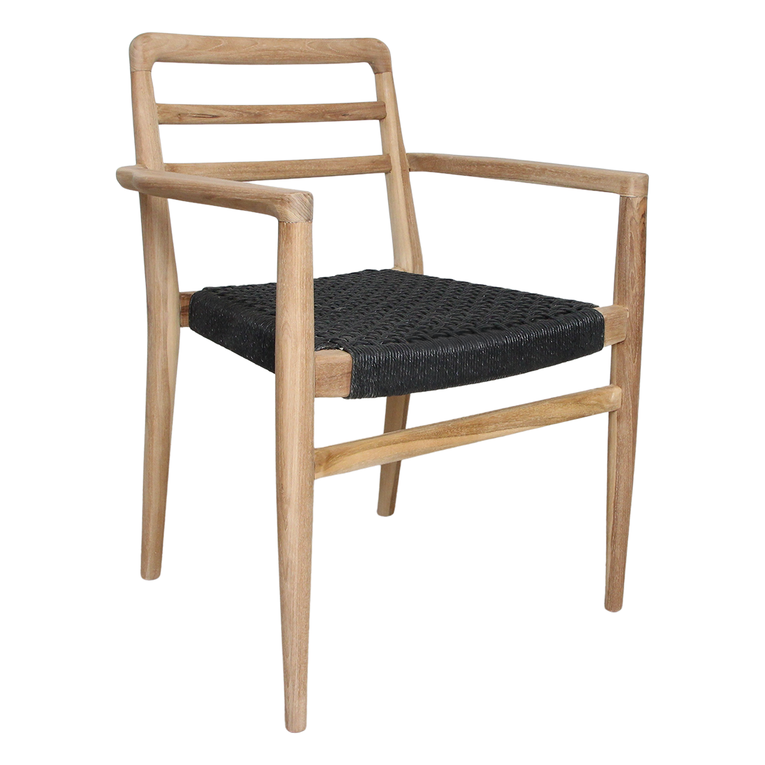 Verano teakhouten tuinstoel met armleuning - Zwart — zijaanzicht