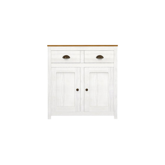 Dressoir landelijk massief dennenhout – wit met bruine bovenplaat | SIT Möbel (86×90×45 cm)