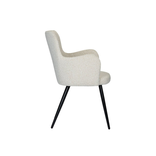 Oorfauteuil Parelwit Bouclé (Set van 2) — zijaanzicht