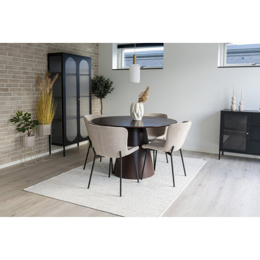 House Nordic Maceda Eetkamerstoel - Beige Bouclé, Zwarte Poten - Set van 2