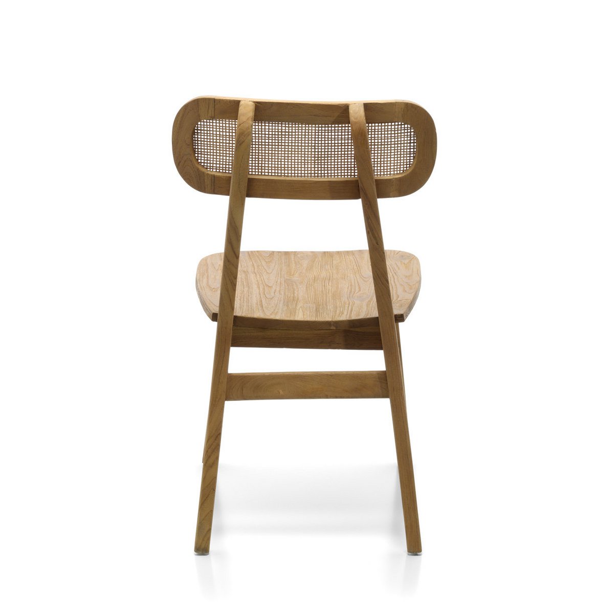 De Nova Stoel - Naturel | Teakhout met Rattan — close-up materiaal — MEUBELIER
