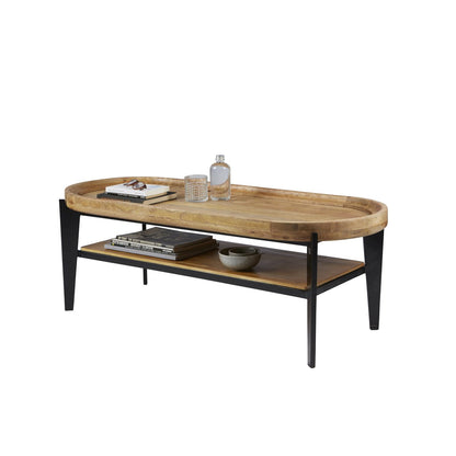 Tom Tailor T-TRAY TABLE LONG salontafel – mangohout & staal (120x50 cm)