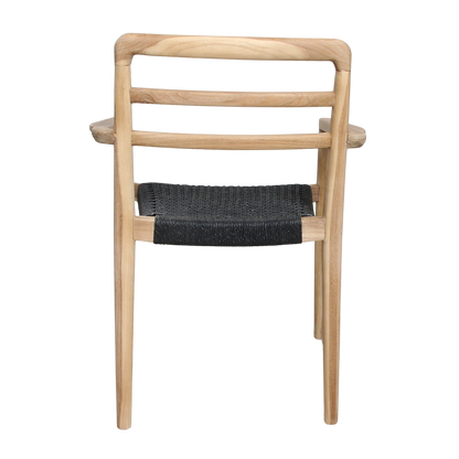 Verano teakhouten tuinstoel met armleuning - Zwart — maatoverzicht — MEUBELIER
