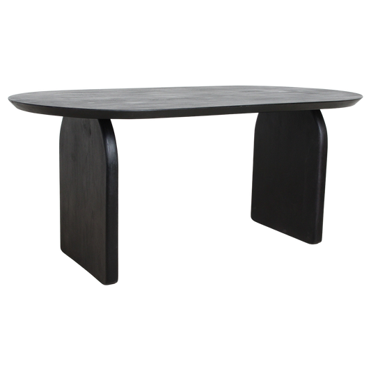 Bullnose eettafel zwart – gesloten onderstel (mangohout) — eettafel kopen bij MEUBELIER