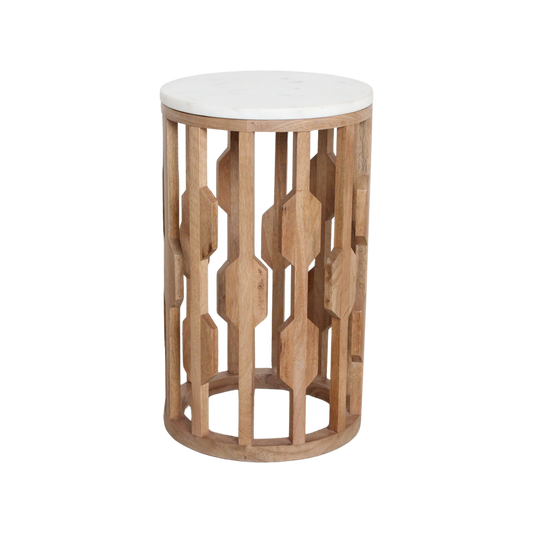 Atjeh bijzettafel marmer wit - 40x40x50 cm