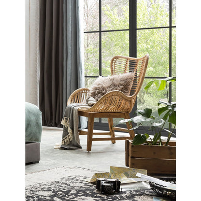 Tom Tailor fauteuil van rotan – gerecycled teakhout, handgemaakt — zijaanzicht