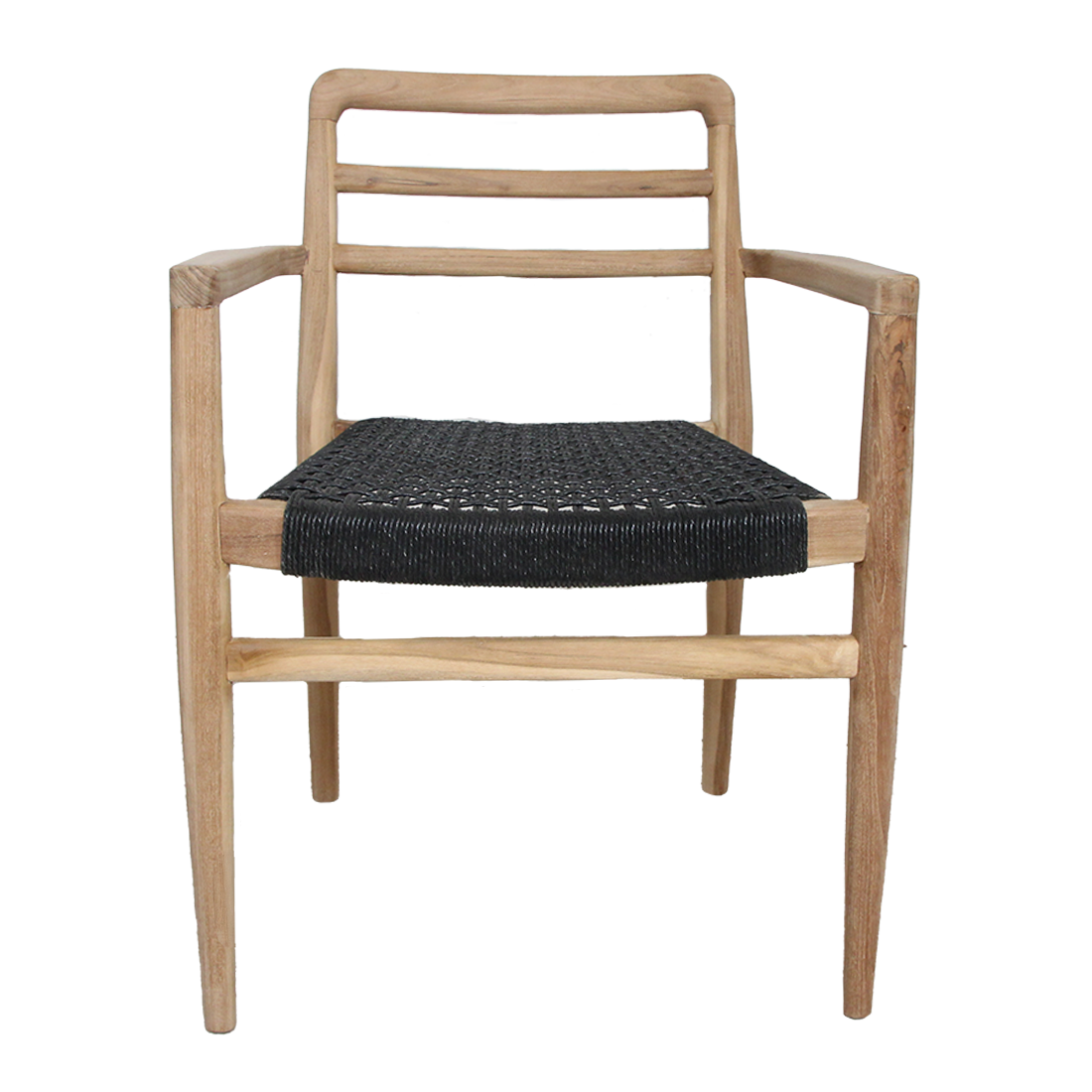 Verano teakhouten tuinstoel met armleuning - Zwart — achteraanzicht — MEUBELIER