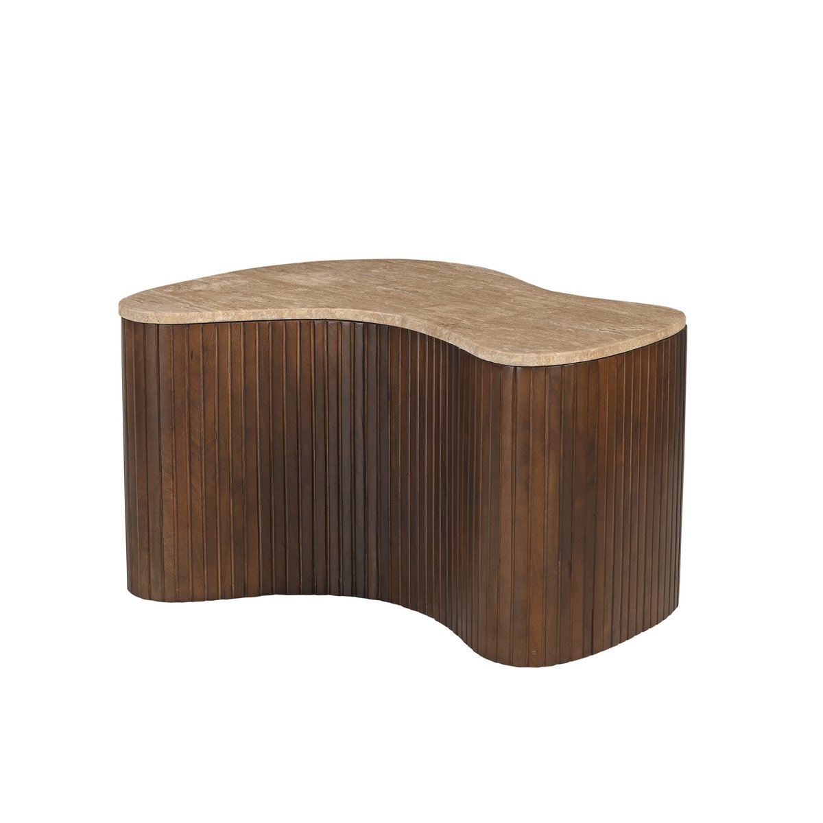Tv-meubel van massief mangohout met gebogen design – ook als salontafel