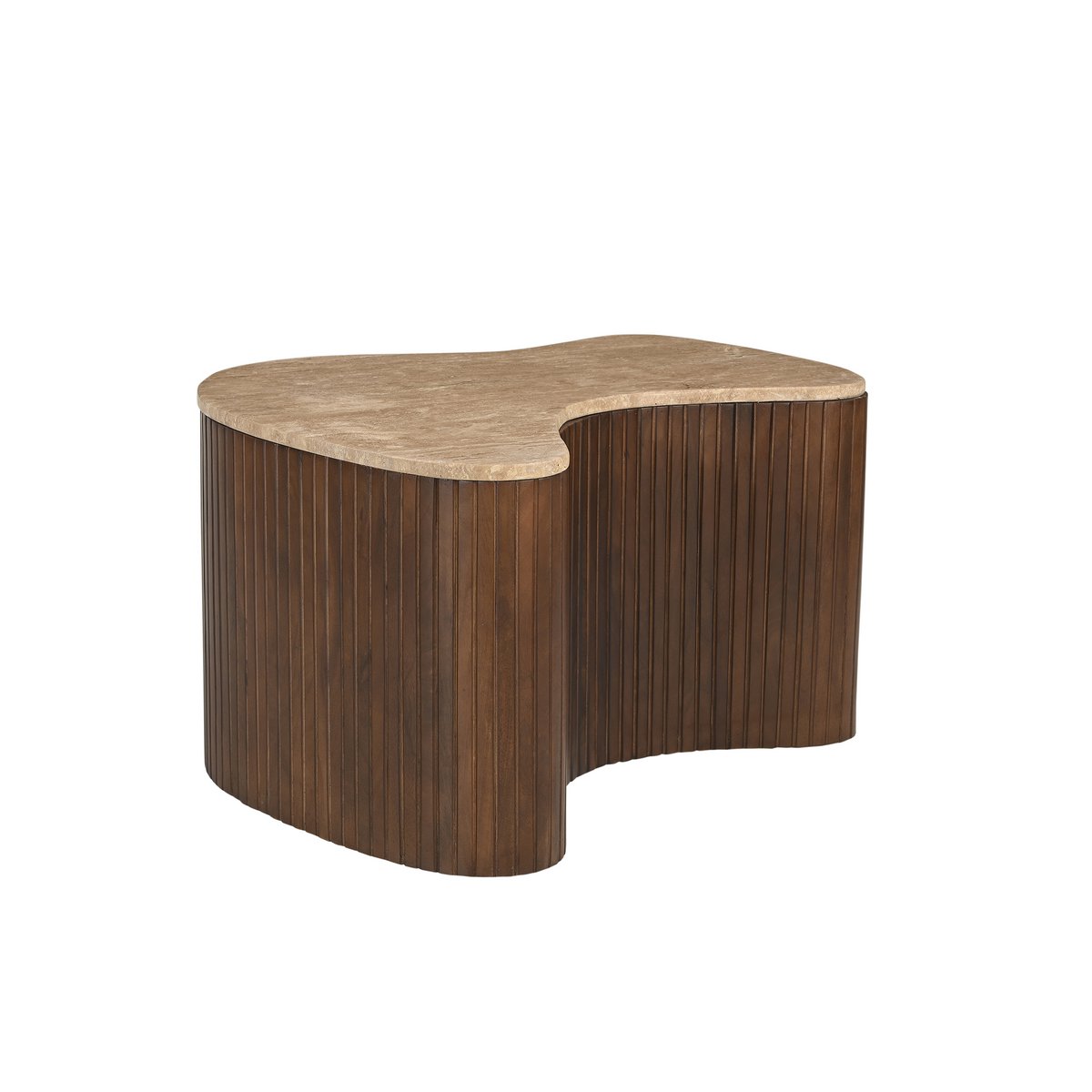 Tv-meubel van massief mangohout met gebogen design – ook als salontafel