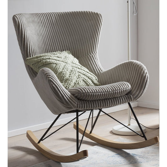Schommelstoel grijs met structuurstof – Scandinavisch design