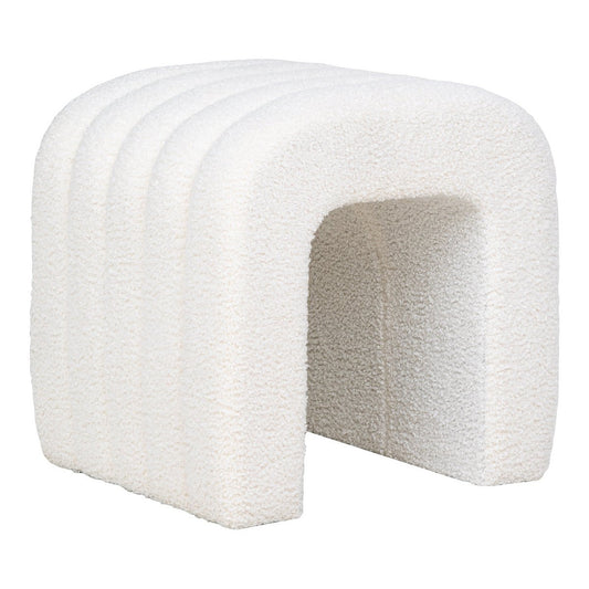 Colma Poef – Wit Teddy‑Bouclé | 41×35×36,5 cm | House Nordic