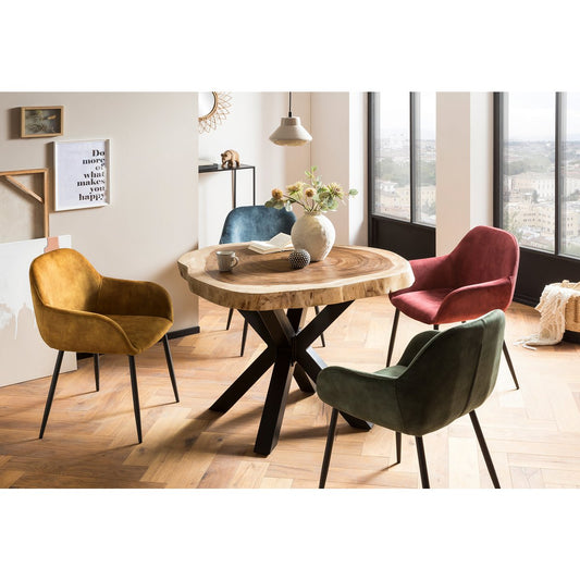 SIT Möbel Armleuningstoel (set van 2) – fluweel & zwart metaal