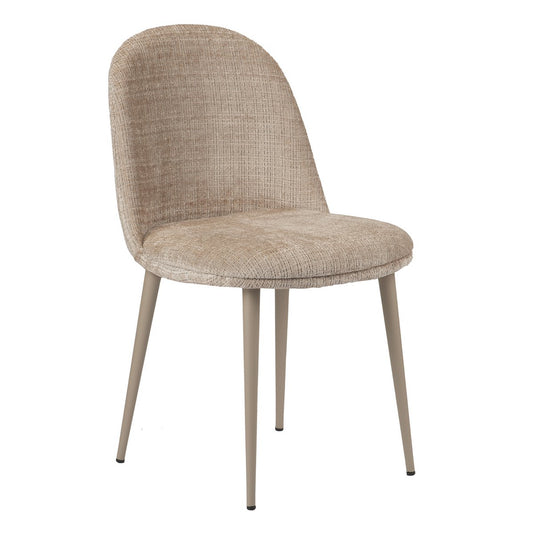 Set van twee crèmekleurige Pole To Pole Eierstoelen met stoffen zitting en zwarte stalen poten, staand in een modern interieur.