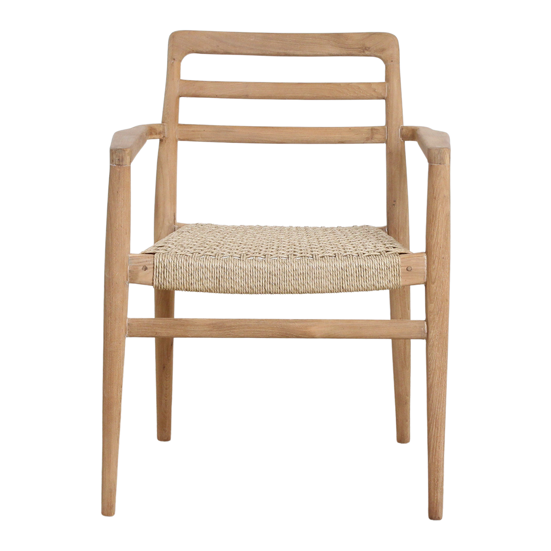 Verano tuinstoel met armleuning van gerecycled teakhout — close-up materiaal — MEUBELIER