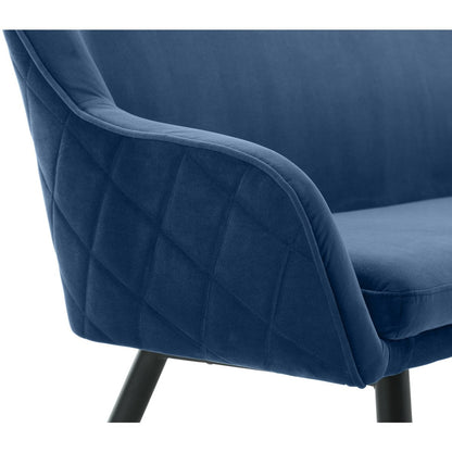 Bank 160 cm fluweel blauw met diamantstiksel