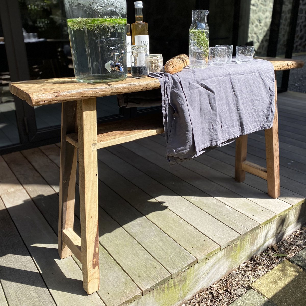Farmwood console large – gerecycled hout met dubbel blad
