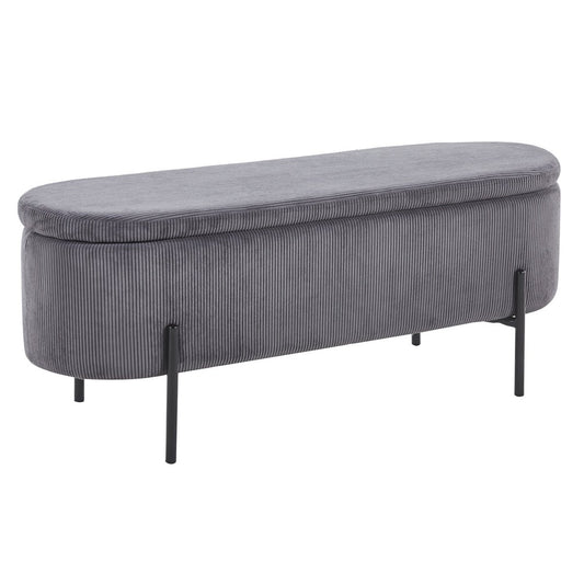Bedbank met opbergruimte – grijs corduroy, 110 cm
