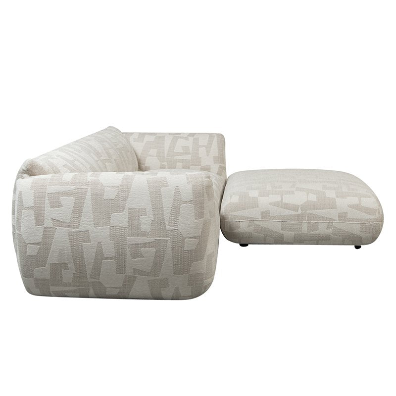Bank Amsterdam 2,5-Zits + Ottoman – Wit Glyphs — achteraanzicht — MEUBELIER